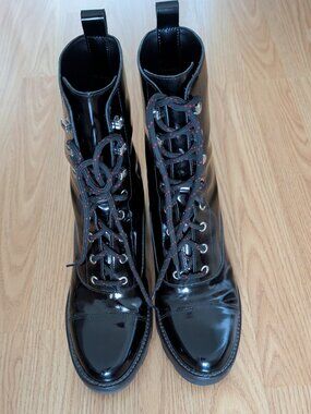 Marc Fisher Wanya  Lace-Up Leather Combat Boots